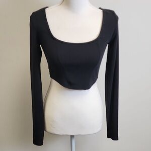 Garage Black Square Neck Crop Top